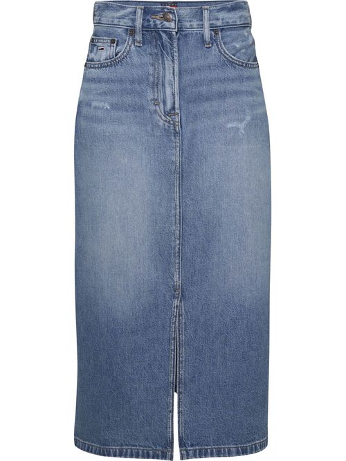 Falda larga denim con abertura frontal