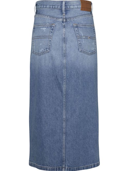 Falda larga denim con abertura frontal