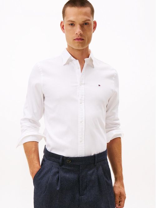 Camisa de corte slim de hilo teñido